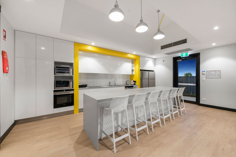 yellow bordered kitchen cabinet design