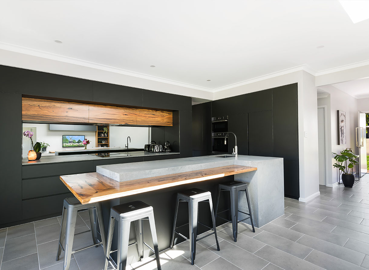 gray themed kitchen joinery