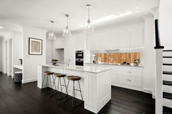 white colored kitchen cabinets