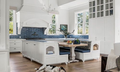 dog sleeping in the kitchen floor